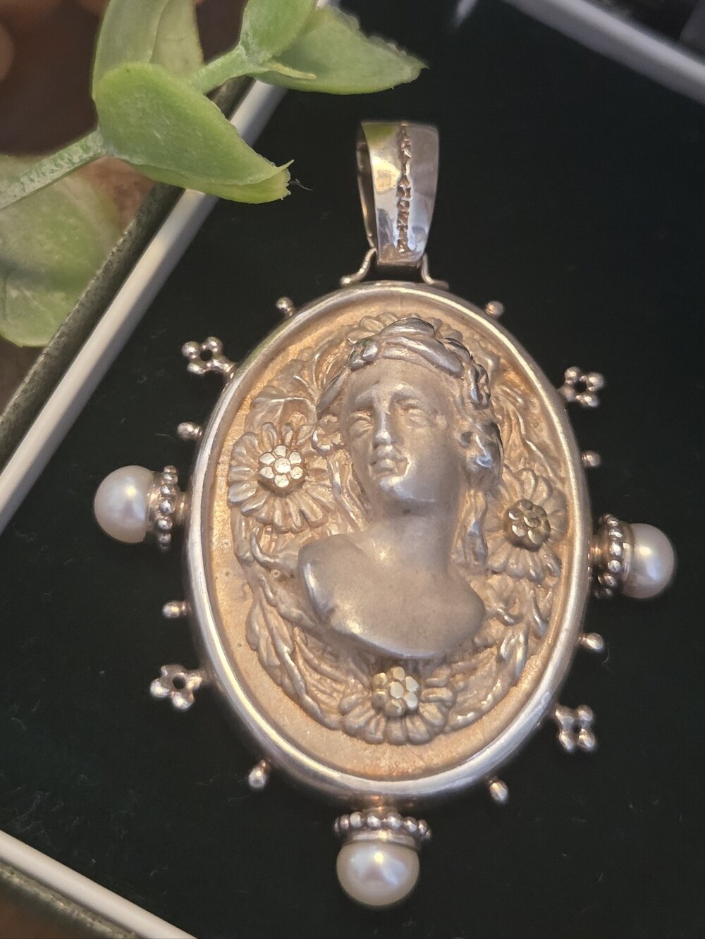 AMAZING Large Tagliamomte Sterling 14k Genuine Pearl Pendant